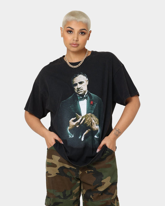American Thrift X The Godfather The Godfather Cat Vintage T-Shirt Black Wash Style001