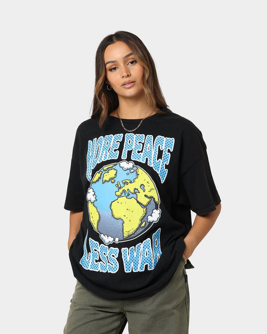 Goat Crew More Peace Less War Vintage T-Shirt Washed Black Style001