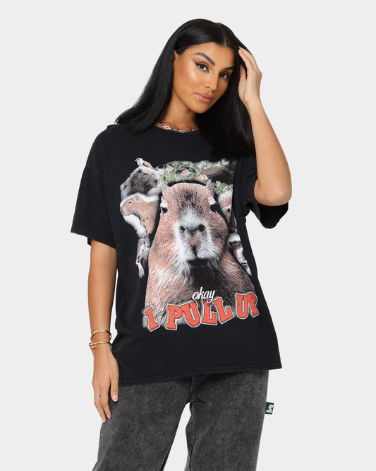 Goat Crew Okay I Pull Up Vintage T-Shirt Black Wash Style001