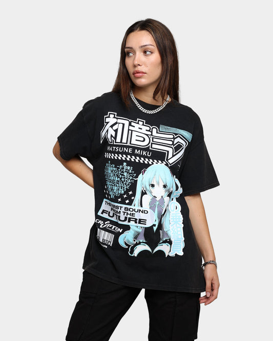 Goat Crew X Hatsune Miku Future Sound Vintage T-Shirt Washed Black Style001