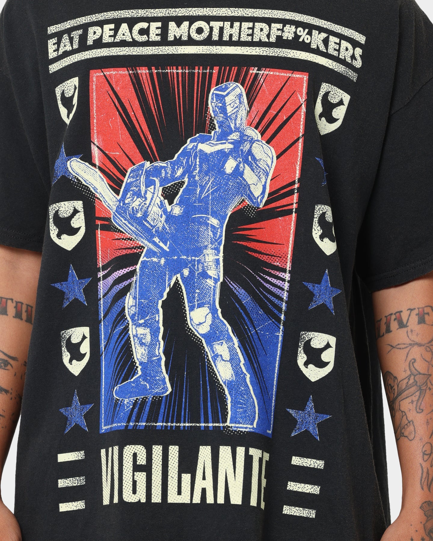Goat Crew X Peacemaker Vigilante Vintage T-Shirt Washed Black