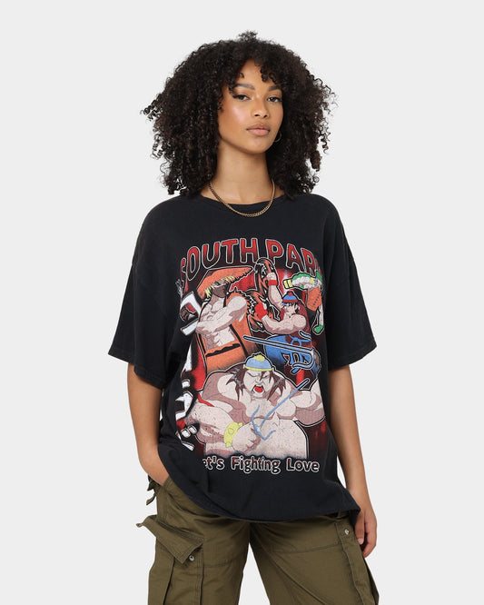 Goat Crew X South Park Let's Fighting Love Vintage T-Shirt Black Wash Style001