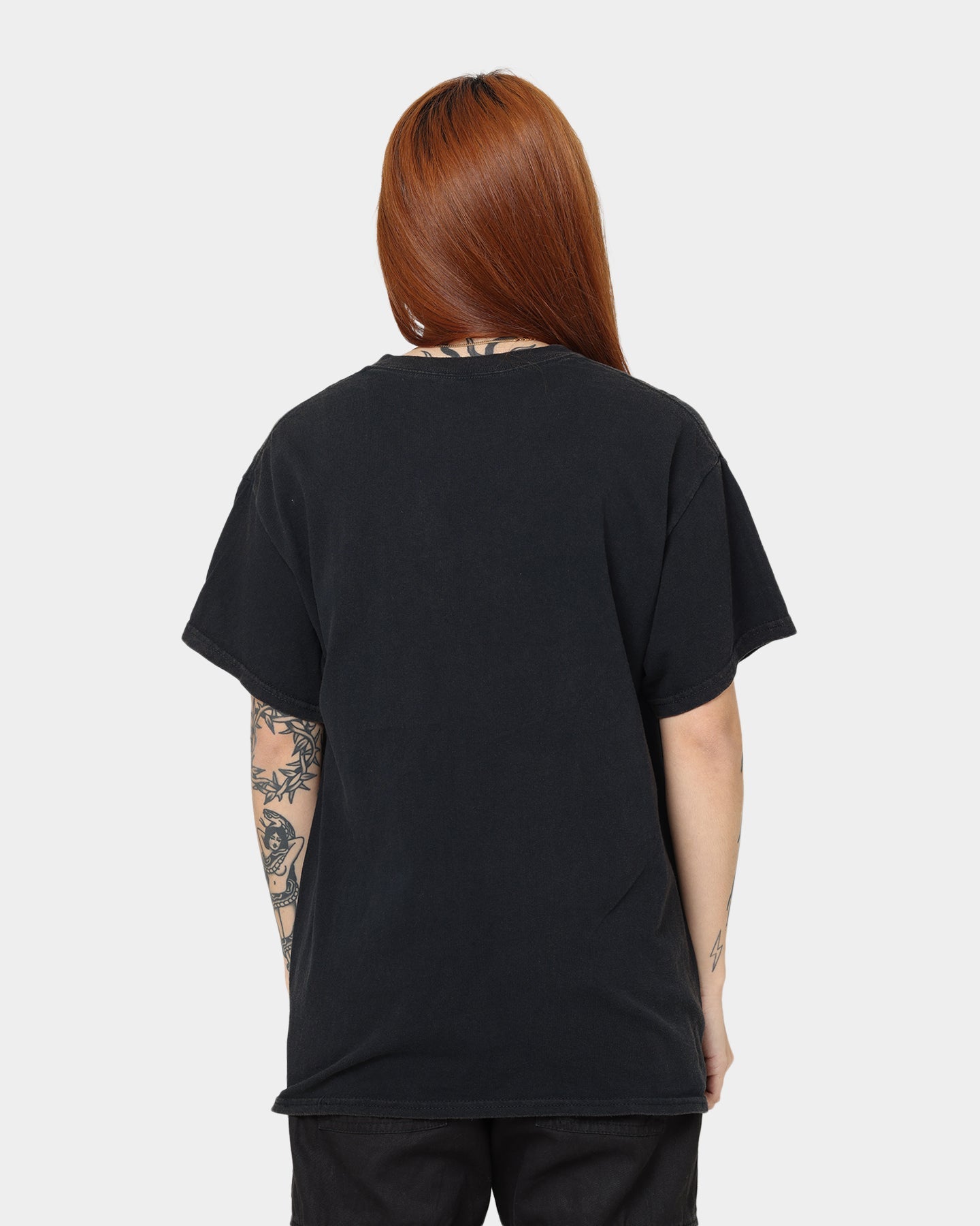 Goat Crew Flower Skull Vintage T-Shirt Black Wash Style001