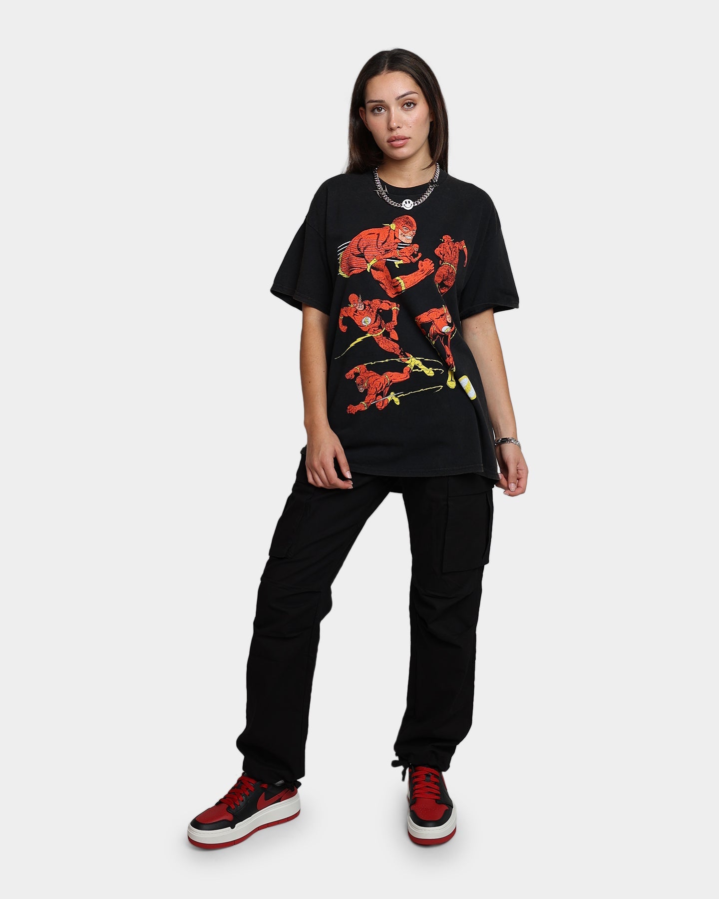 Goat Crew X The Flash Flash Multiply Vintage T-Shirt Washed Black Style001