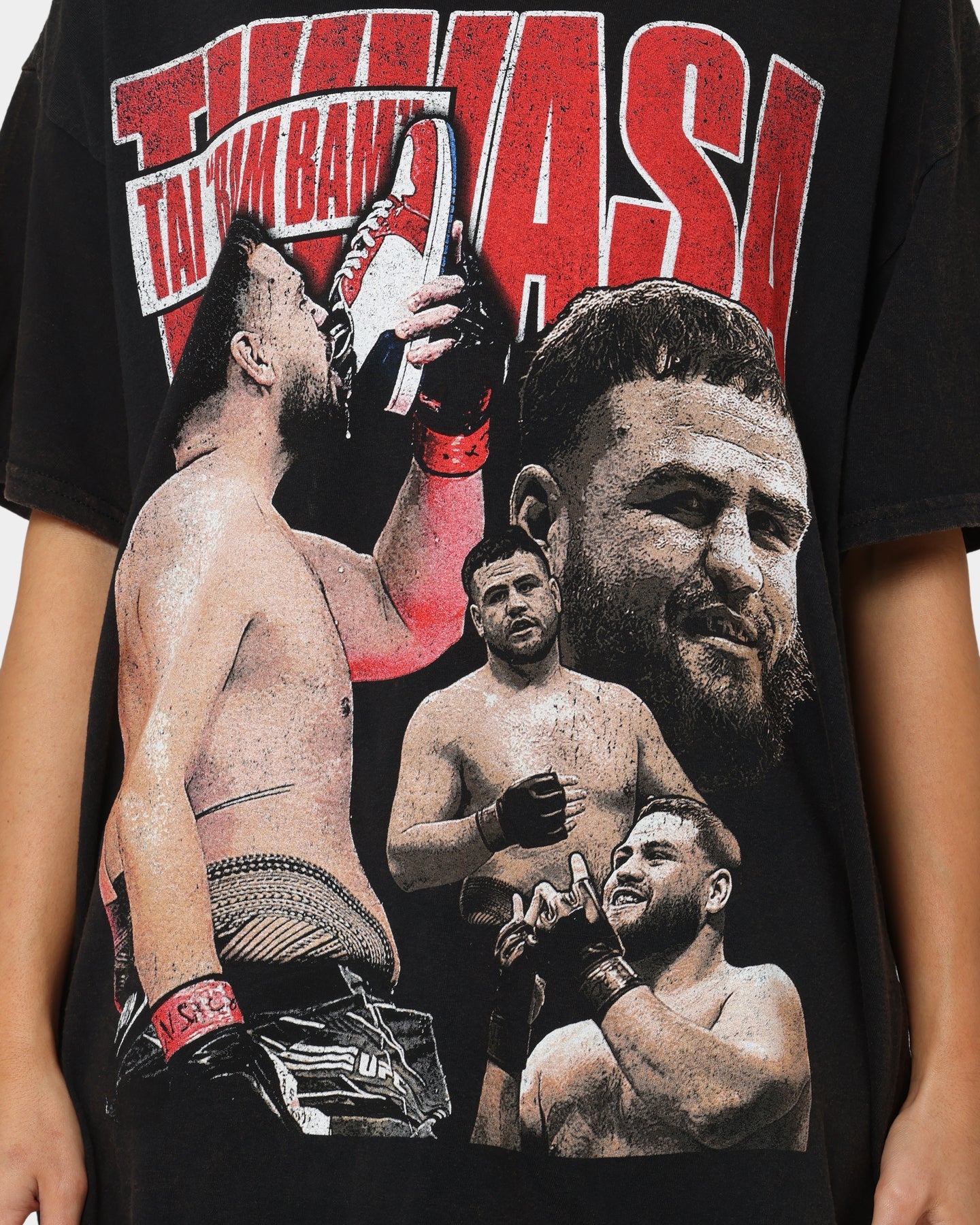Goat Crew X Tai "Bam Bam" Tuivasa Tai Collage Vintage T-Shirt Washed Black Style001