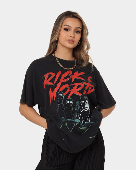 Goat Crew X Rick And Morty Night Family Vintage T-Shirt Washed Black Style001