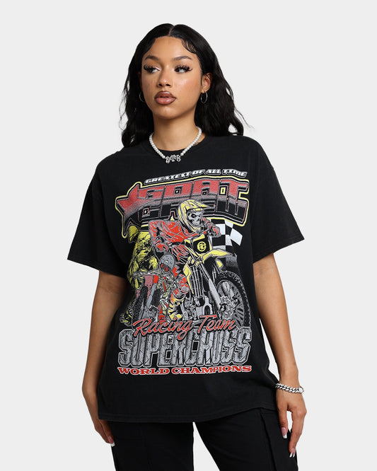 Goat Crew Supercross Racing Team Vintage T-Shirt Black Wash Style001