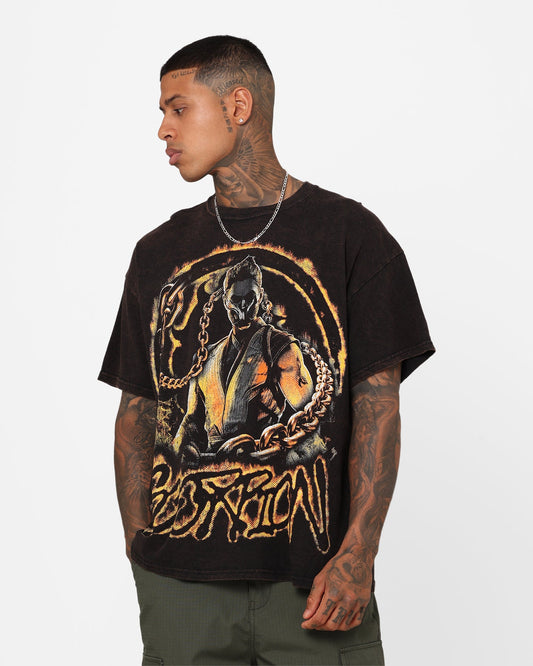 Goat Crew X Mortal Kombat Scorpion Vintage T-Shirt Black Wash