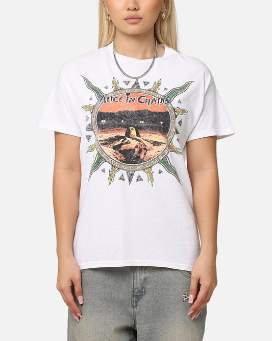 Alice In Chains Flames Vintage T-Shirt White Vintage Style001