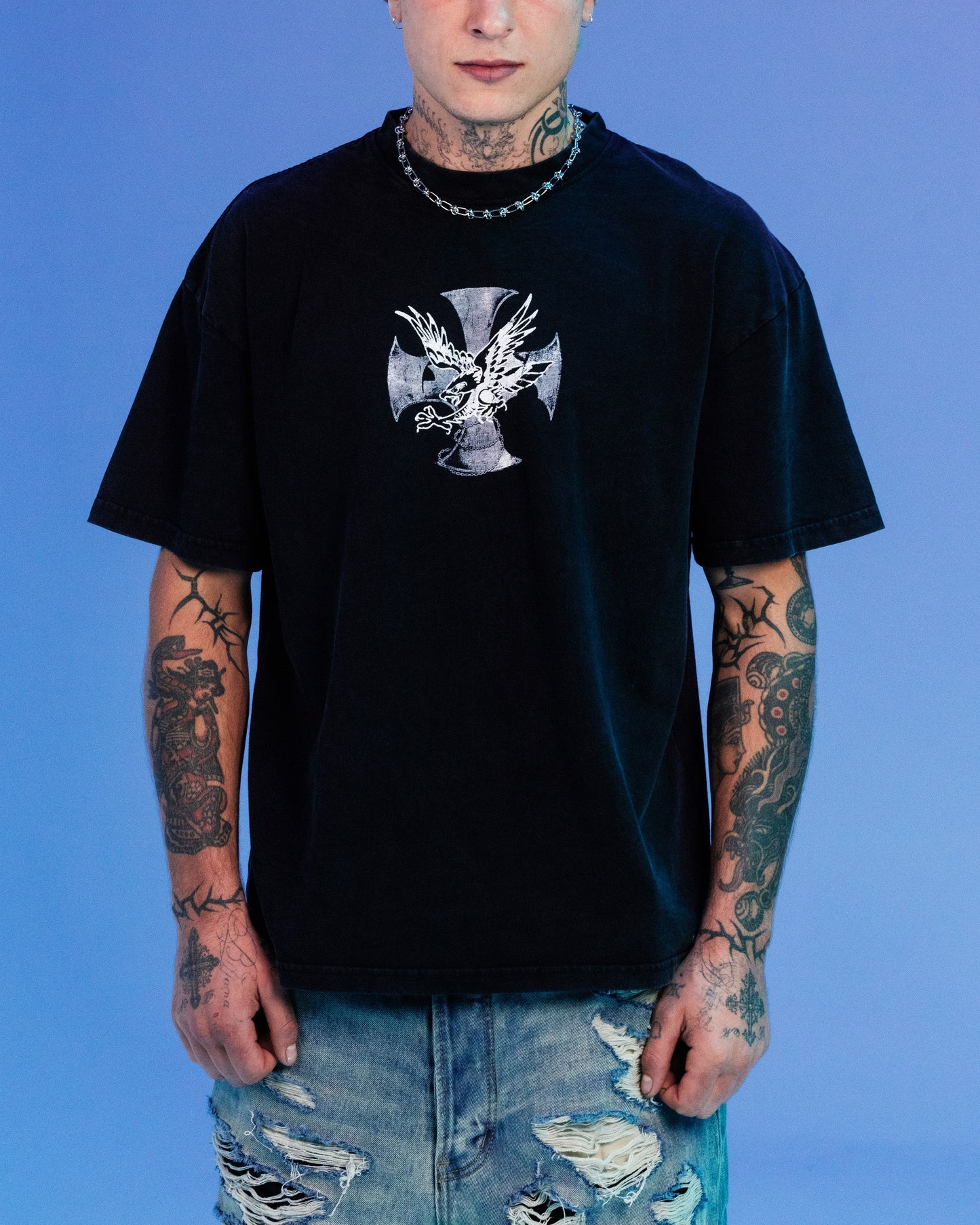 Ed Hardy By Loiter Flight Premium T-Shirt Black Acidwash