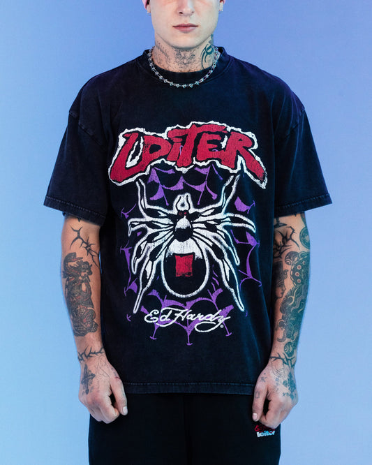 Ed Hardy By Loiter Poison Vintage T-Shirt Black Acidwash