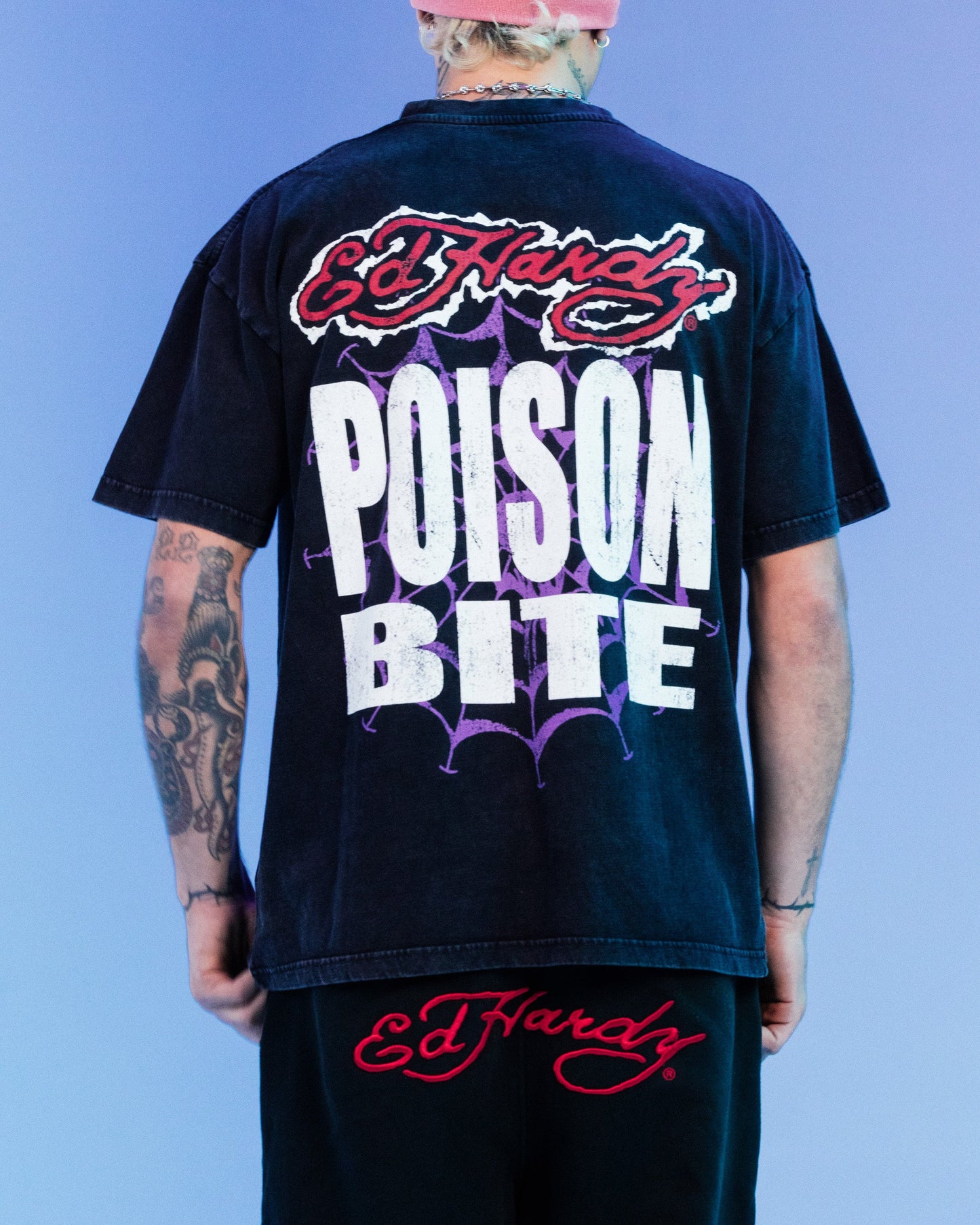 Ed Hardy By Loiter Poison Vintage T-Shirt Black Acidwash