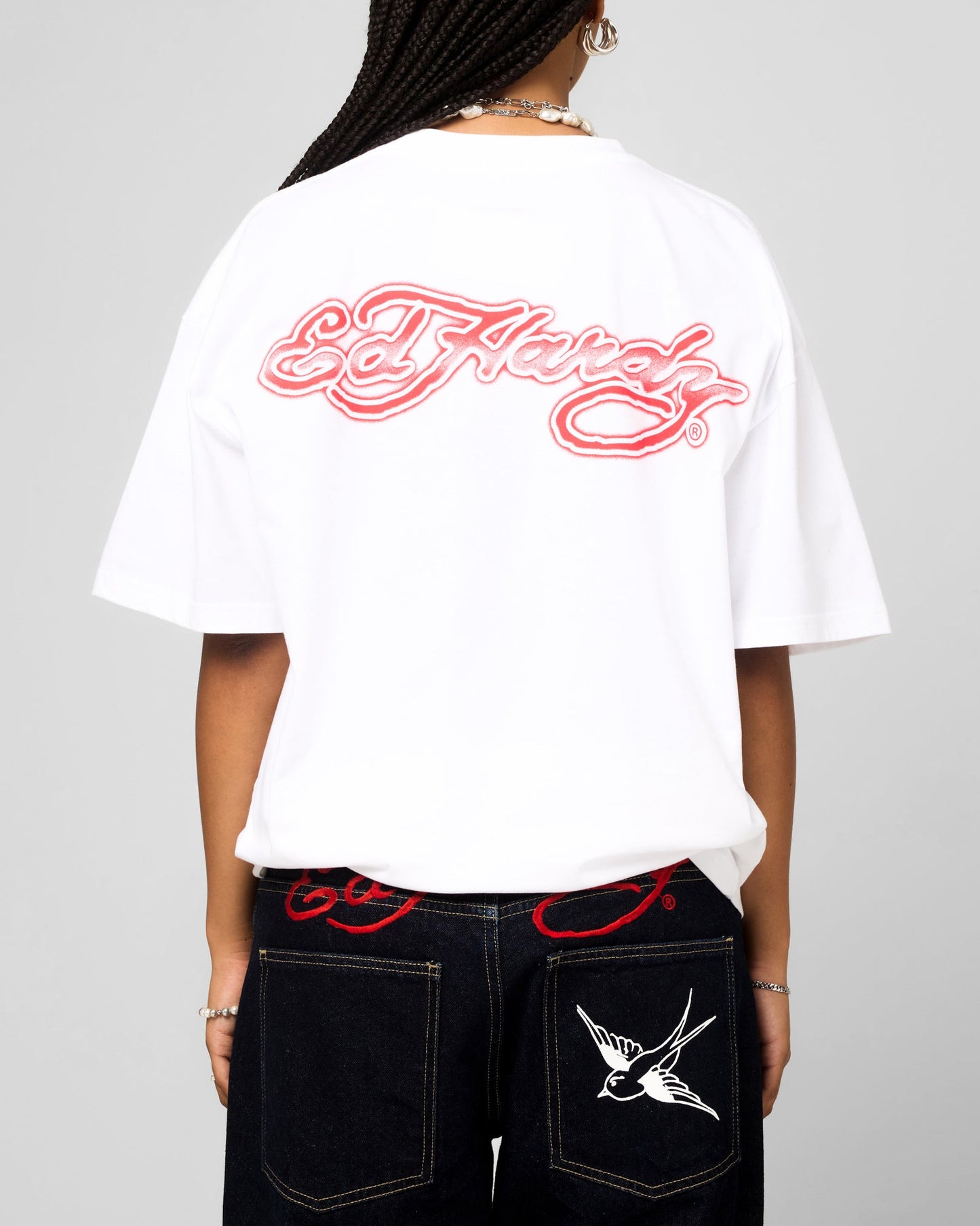 Ed Hardy Blue Dragon T-Shirt White Style001