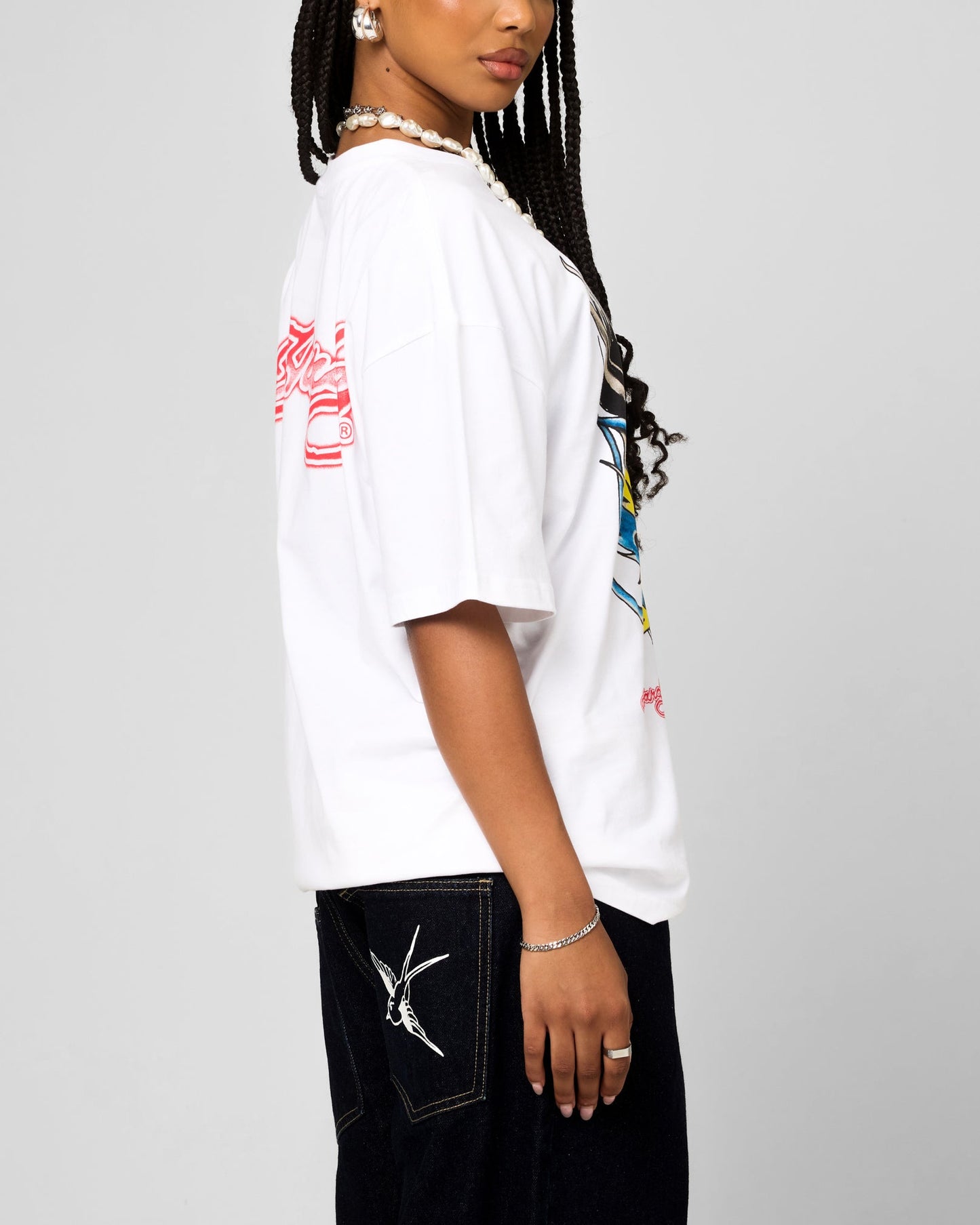Ed Hardy Blue Dragon T-Shirt White Style001
