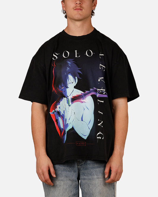Goat Crew X Solo Leveling Solo Leveling Vintage T-Shirt Black Acidwash