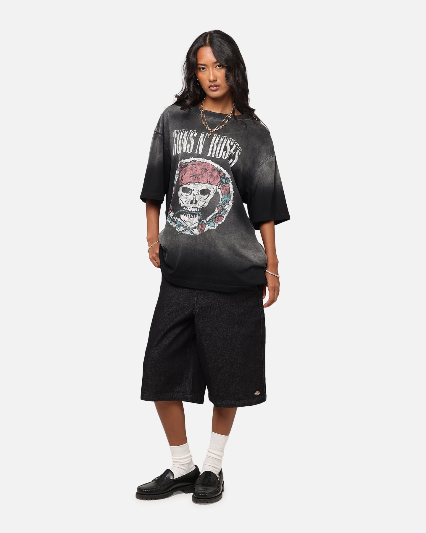 Guns N Roses LA Roses Vintage T-Shirt Washed Black Style001