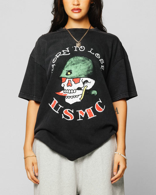 Ed Hardy Born To Lose T-Shirt Black Acidwash Style001