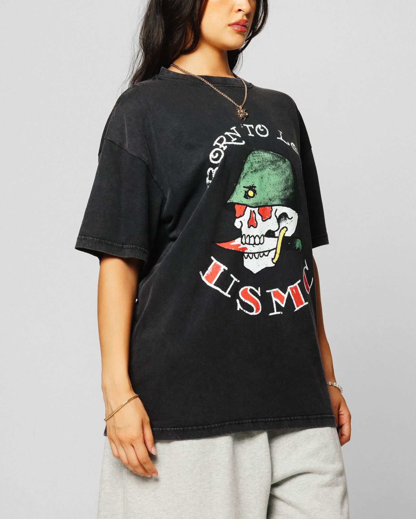 Ed Hardy Born To Lose T-Shirt Black Acidwash Style001