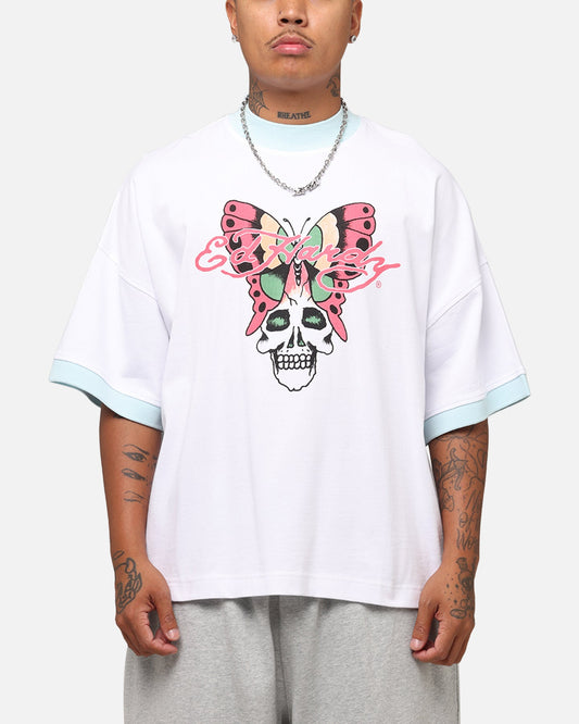 Ed Hardy Butterfly Ringer T-Shirt White