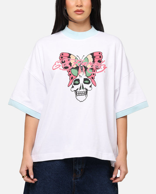 Ed Hardy Butterfly Ringer T-Shirt White Style001