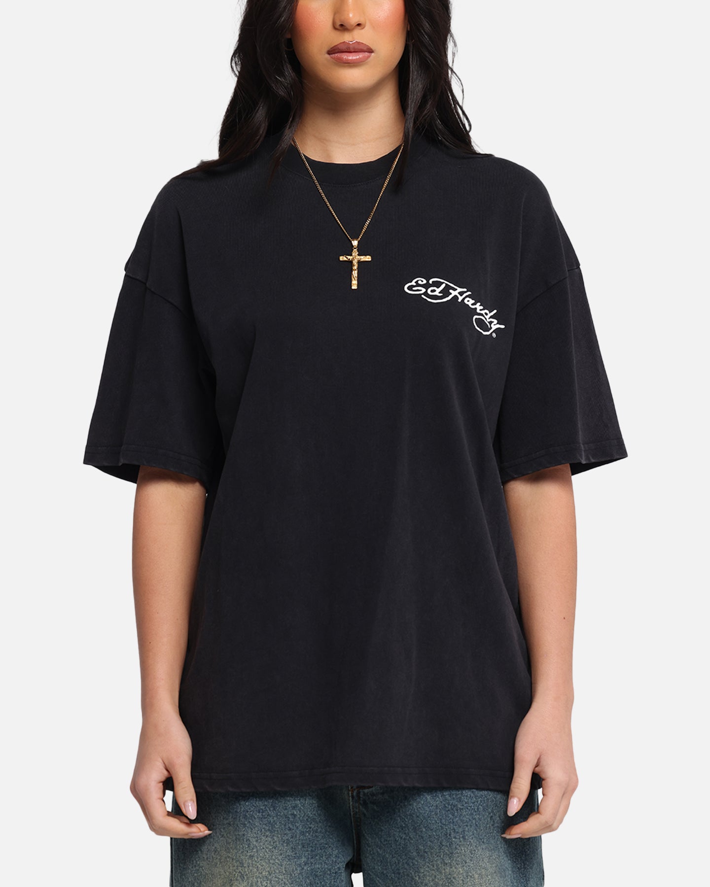 Ed Hardy Catcher T-Shirt Black Acidwash Style001