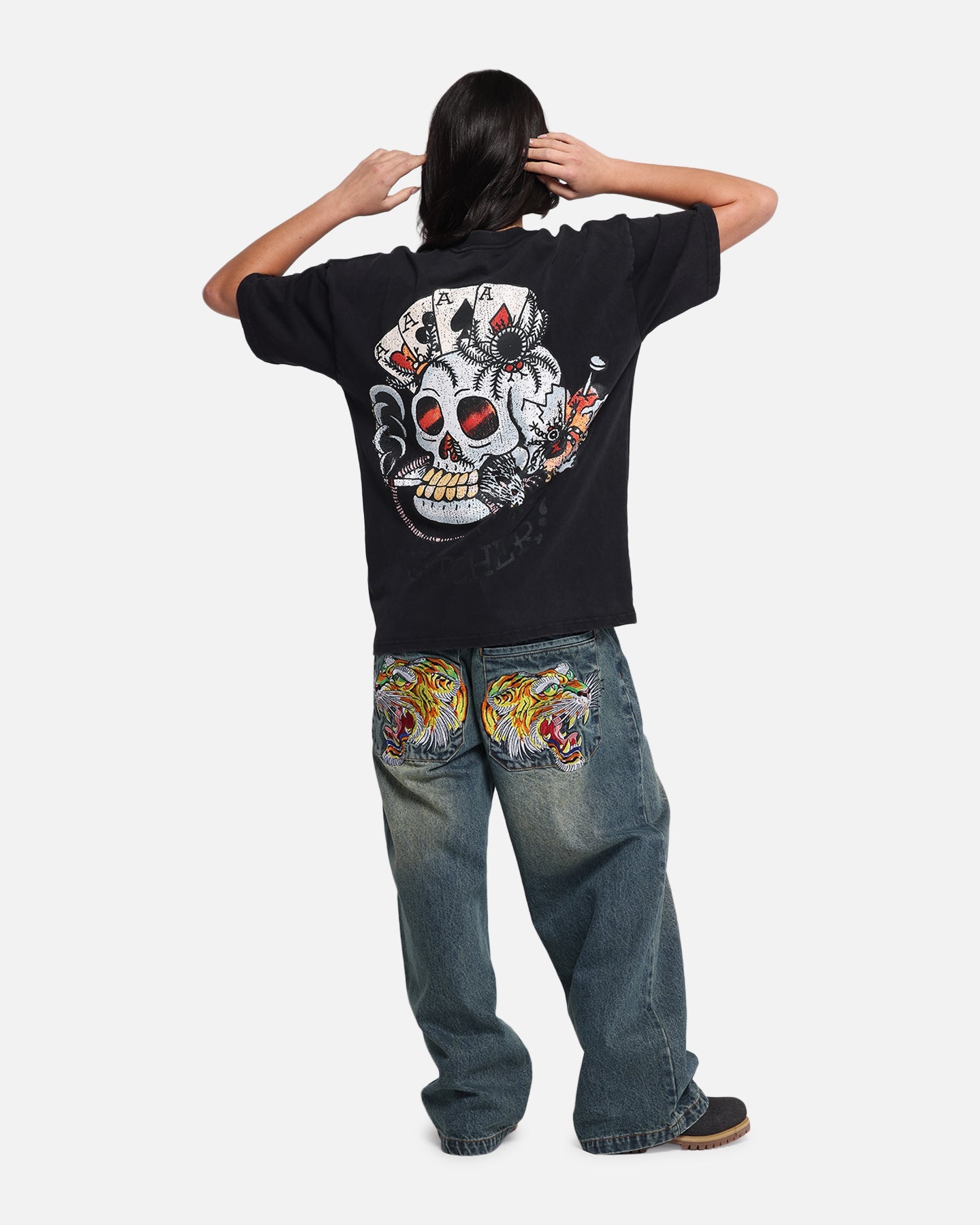 Ed Hardy Catcher T-Shirt Black Acidwash Style001