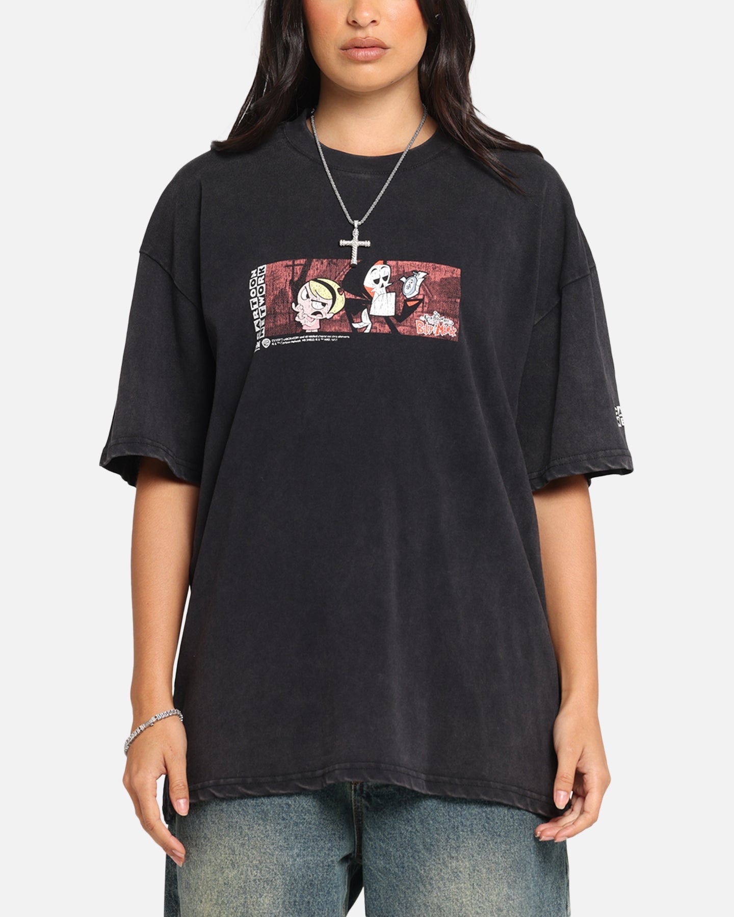 73 Studio X Cartoon Network Bill & Mandy Box Logo Vintage T-Shirt Black Acidwash Style001