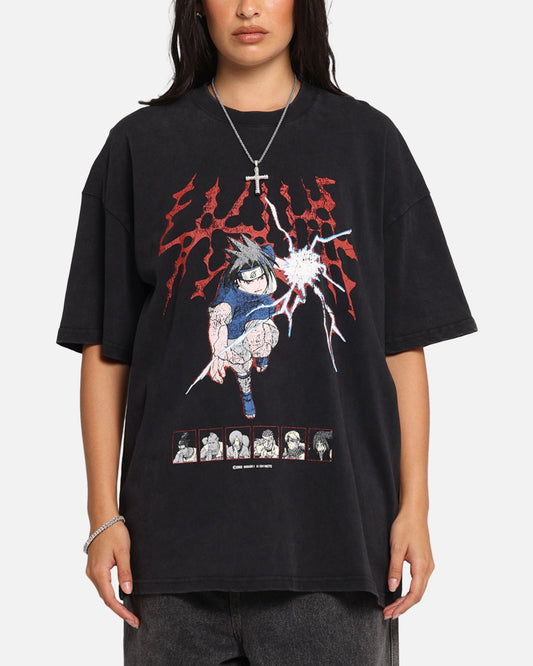 73 Studio X Naruto Sasuke Abandon Vintage T-Shirt Black Acidwash Style001