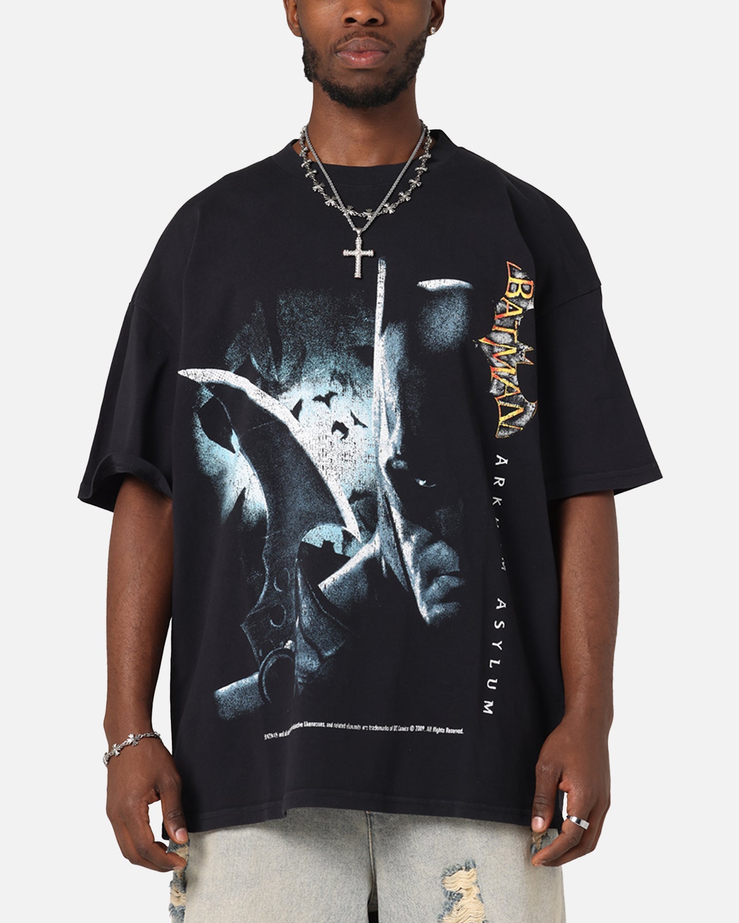73 Studio X DC Batman Arkham Asylum Vintage T-Shirt Black Acidwash Style002
