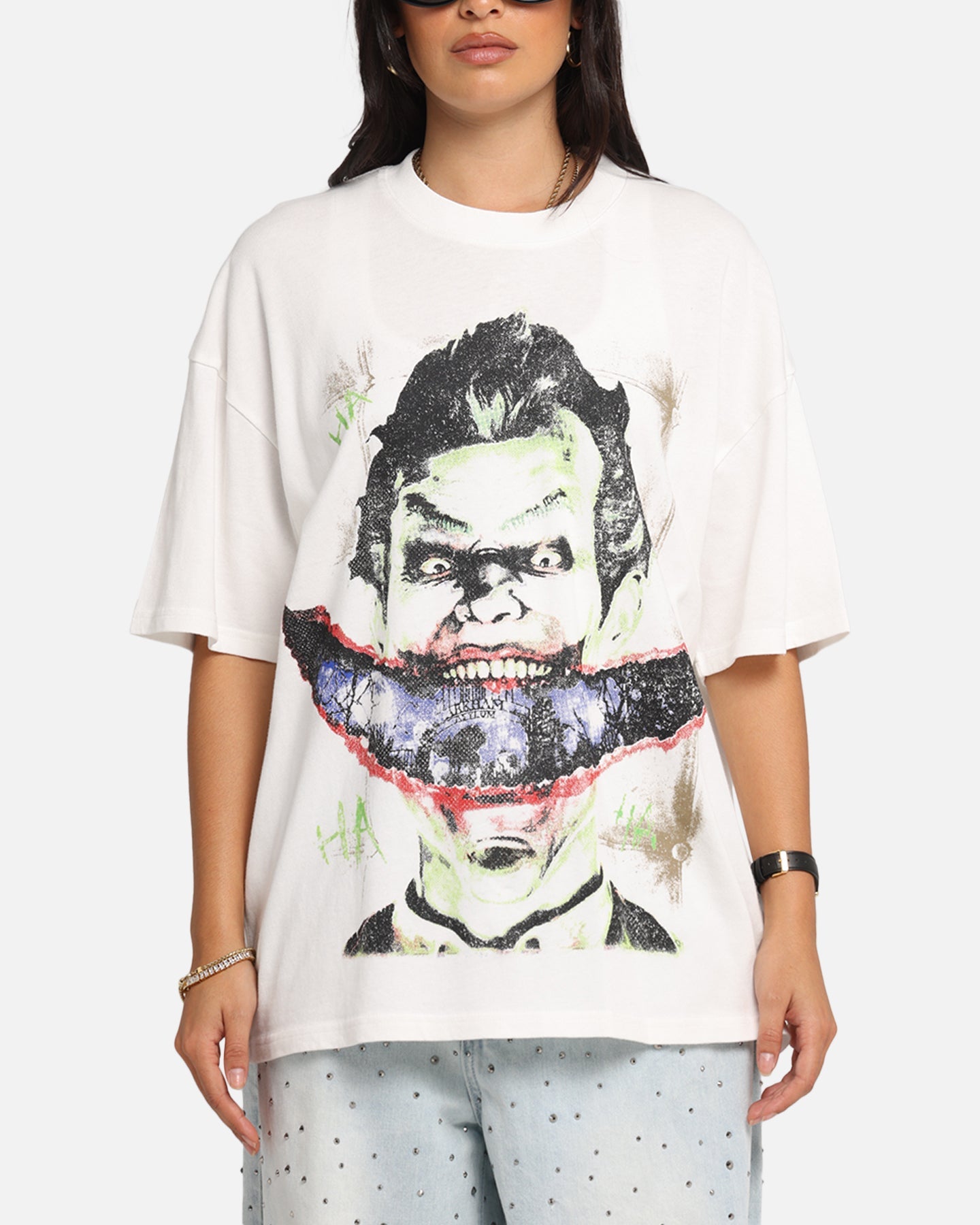 73 Studio X DC Batman Joker Arkham Asylum Vintage T-Shirt Off White Style001