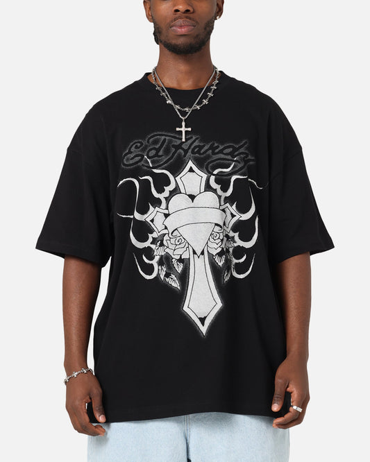 Ed Hardy Cross My Heart T-Shirt Black
