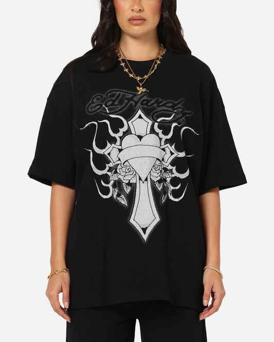 Ed Hardy Cross My Heart T-Shirt Black Style001