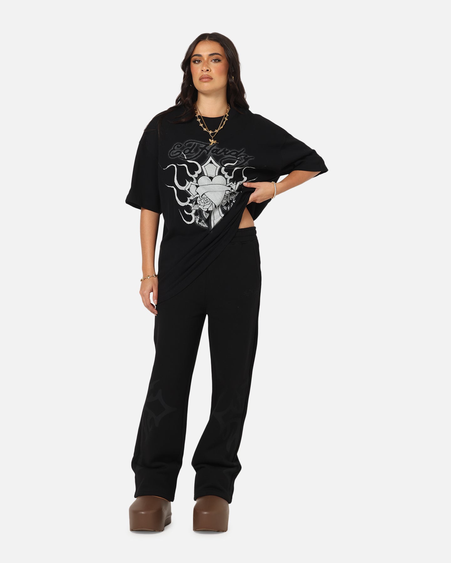 Ed Hardy Cross My Heart T-Shirt Black Style001