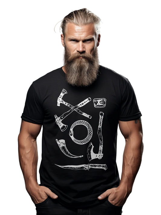 020 Axes Knives Ring Viking T-Shirt
