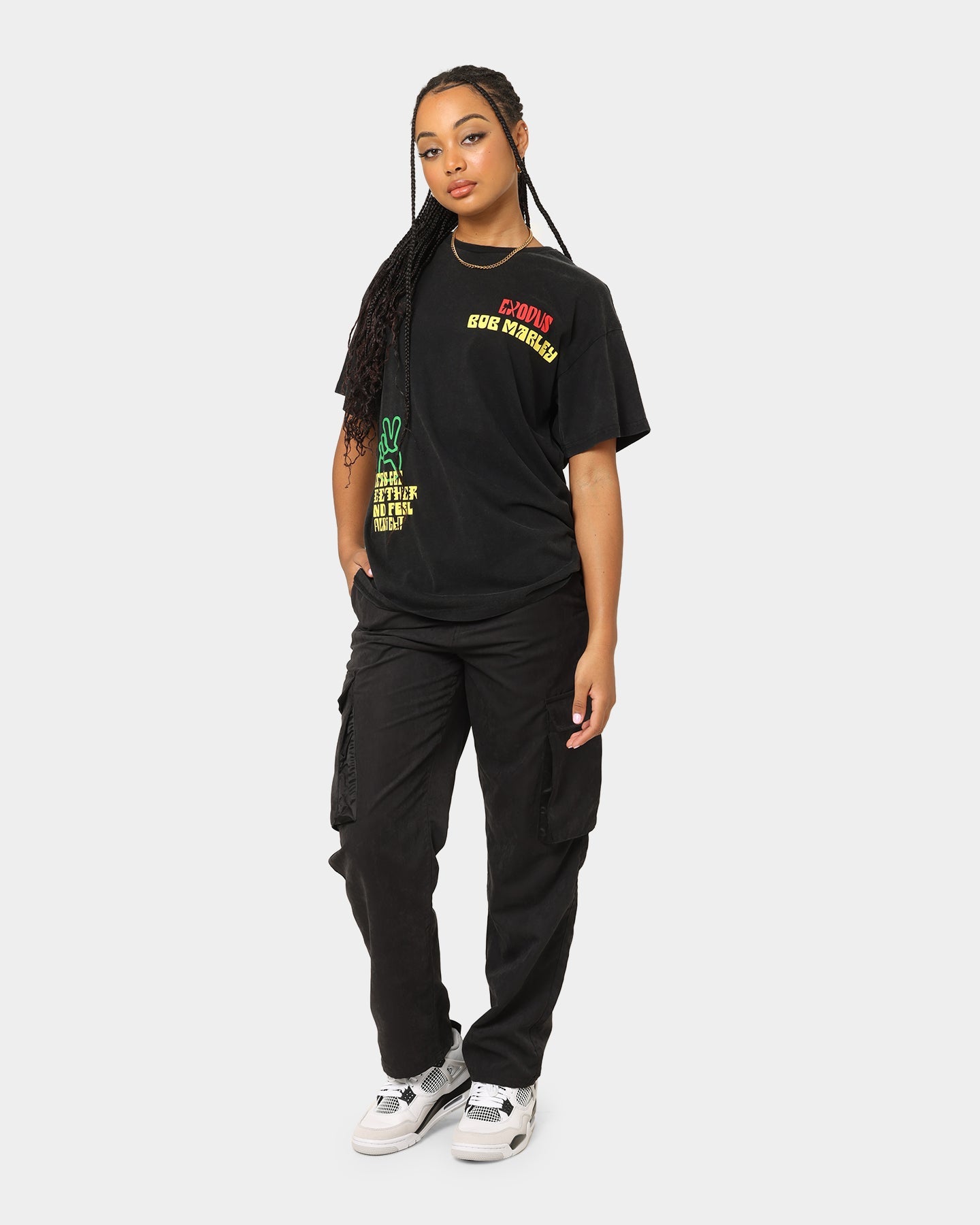 Bob Marley One Love One Heart Vintage T-Shirt Washed Black Style001
