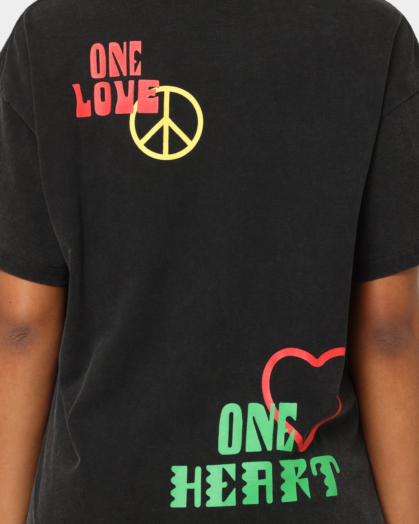 Bob Marley One Love One Heart Vintage T-Shirt Washed Black Style001