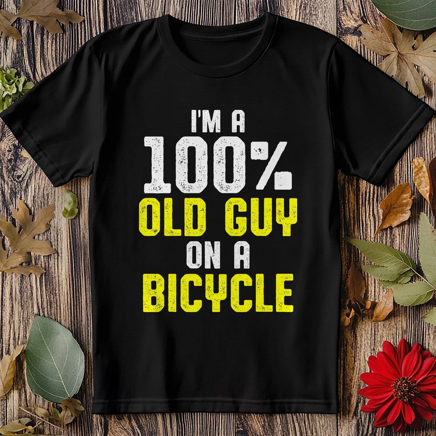 100% Old Guy on a Bicycle T-shirt