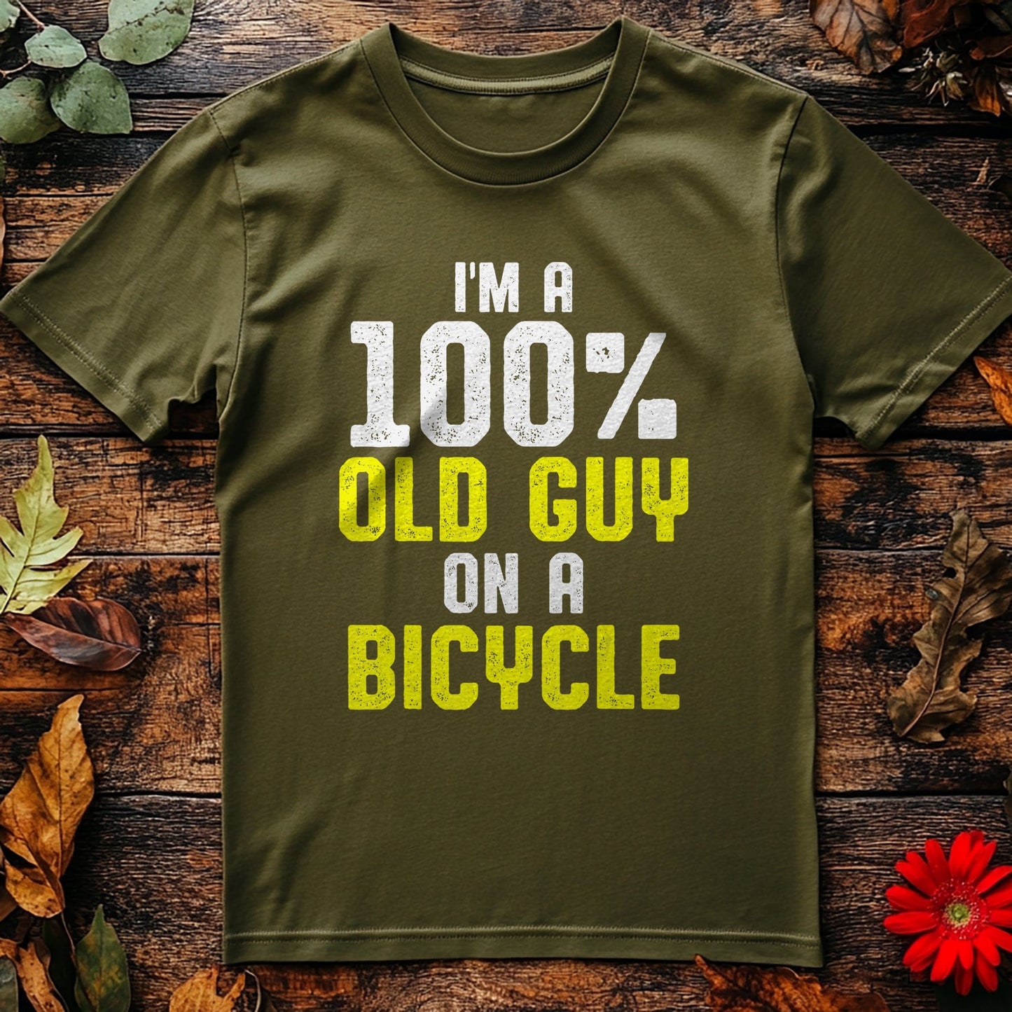100% Old Guy on a Bicycle T-shirt