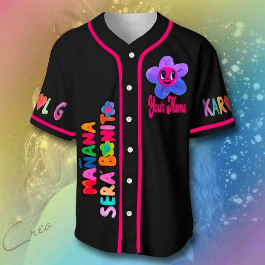 Black Karol G Pink Glitter Maana Ser Bonito Bichota Season New Album by Karol G 2023 Adult Baseball Jersey, Karol G 2023 - lylyprint.com