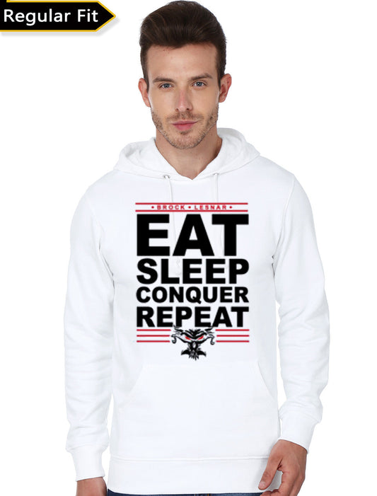 Eat Sleep Conquer Repeat White Hoodie