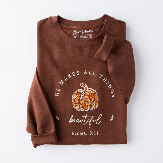Embroidered He Makes All Things Beautiful Sweatshirt - 5