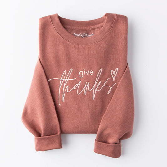 Embroidered Give Thanks Sweatshirt - 5