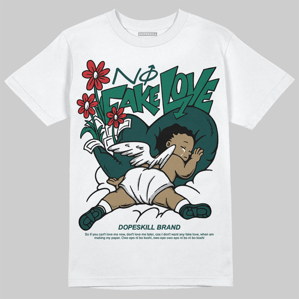 Oxidized Green 4s DopeSkill T-Shirt No Fake Love Graphic