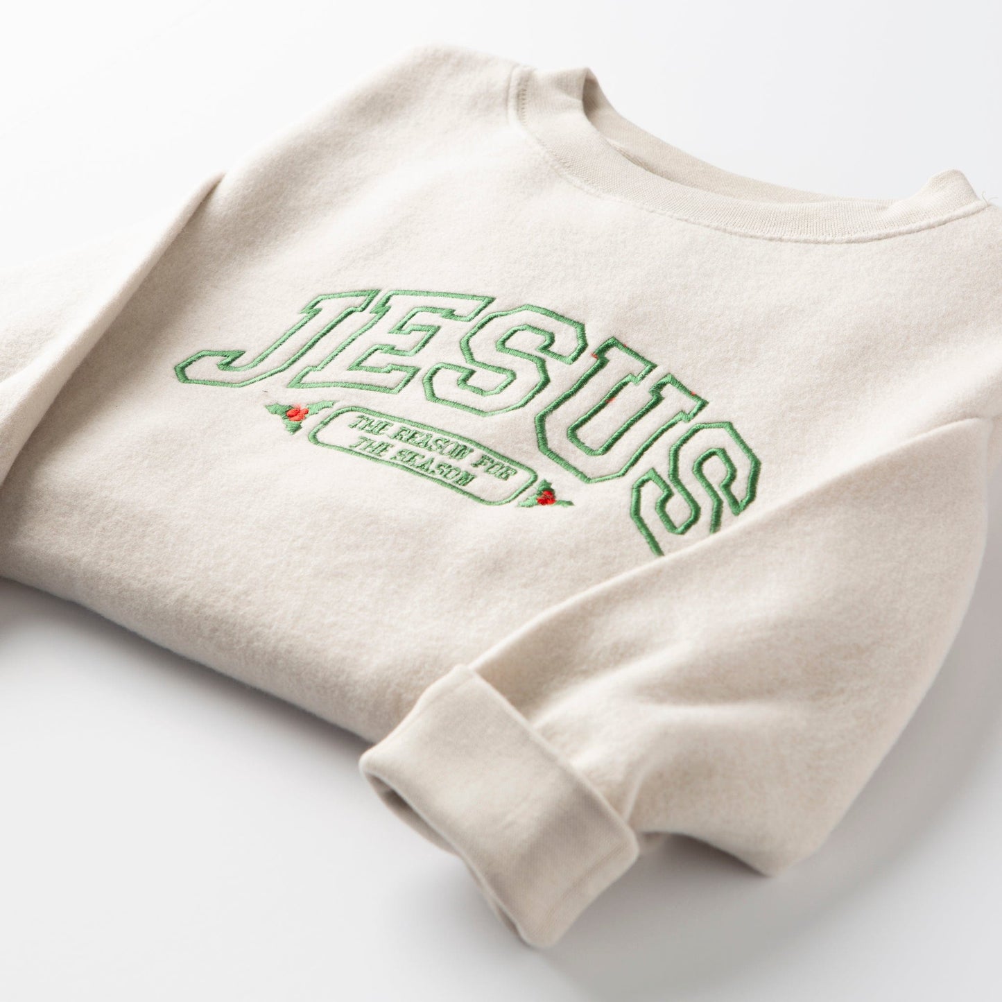 Embroidered Jesus Varsity Fuzzy Sweatshirt - 15