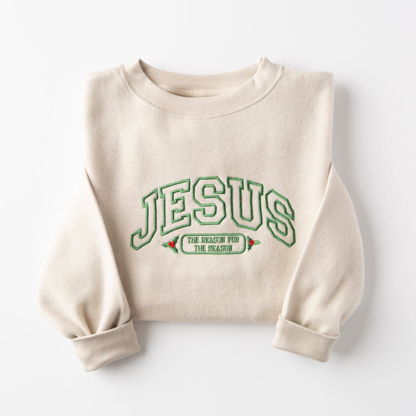 Embroidered Jesus Varsity Fuzzy Sweatshirt - 15