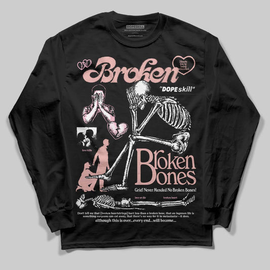 Rust Pink 1s 2025 DopeSkill Long Sleeve T-Shirt Broken Bones Graphic