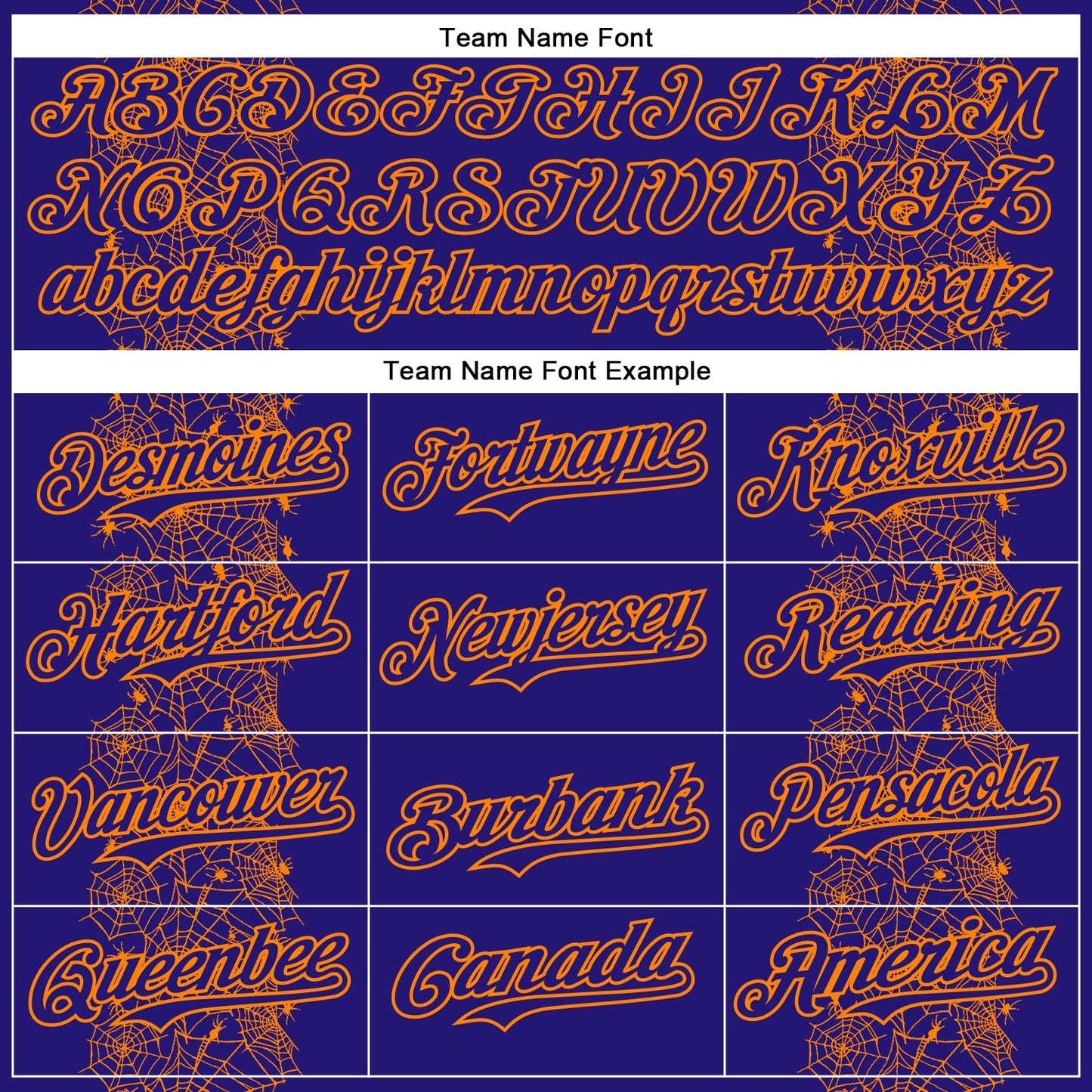 Custom Dark Purple Bay Orange 3D Halloween Spider Net Party Costume Ideas Authentic Baseball Jersey