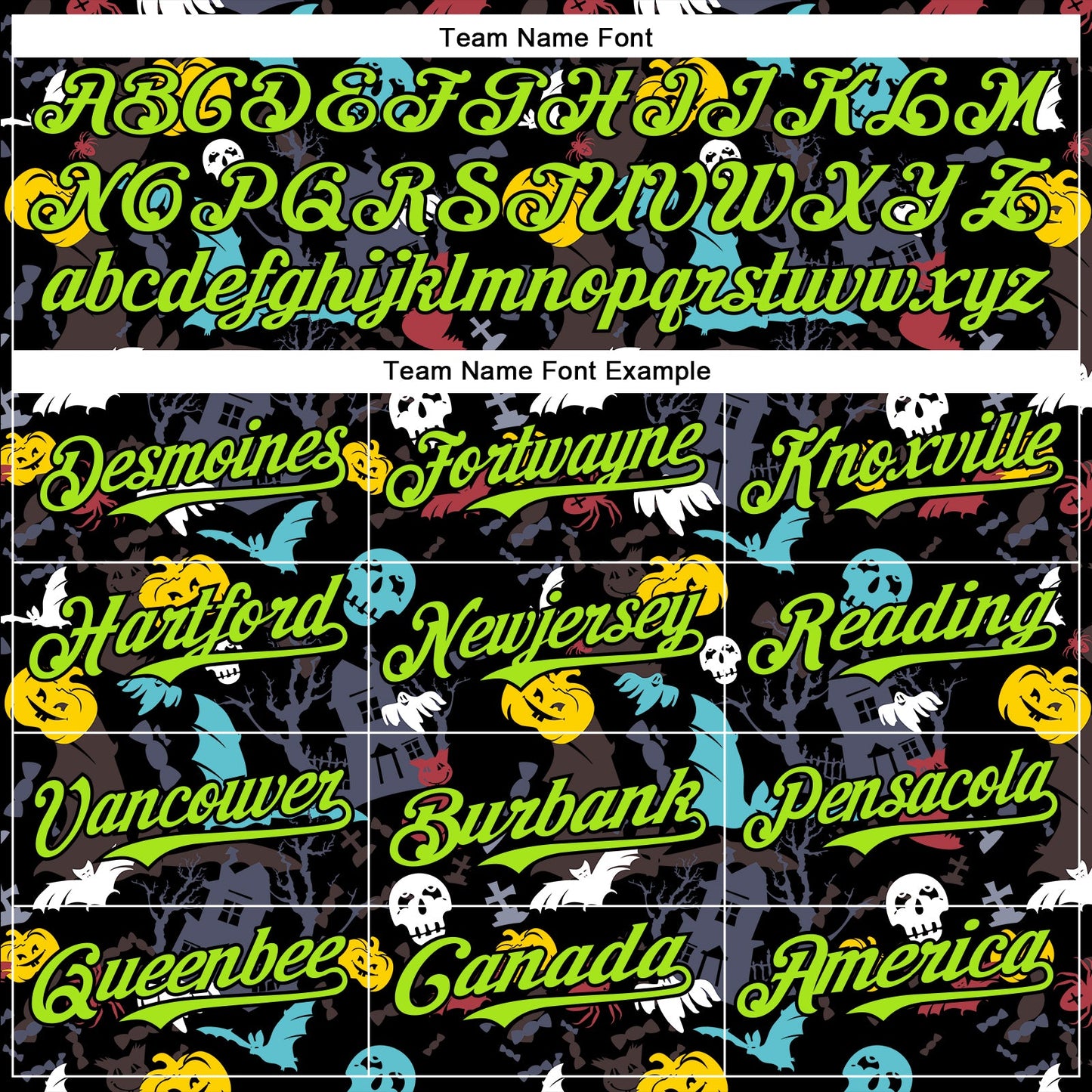 Custom Black Neon Green 3D Halloween Skull Pumpkin Doodle Party Costume Ideas Authentic Baseball Jersey