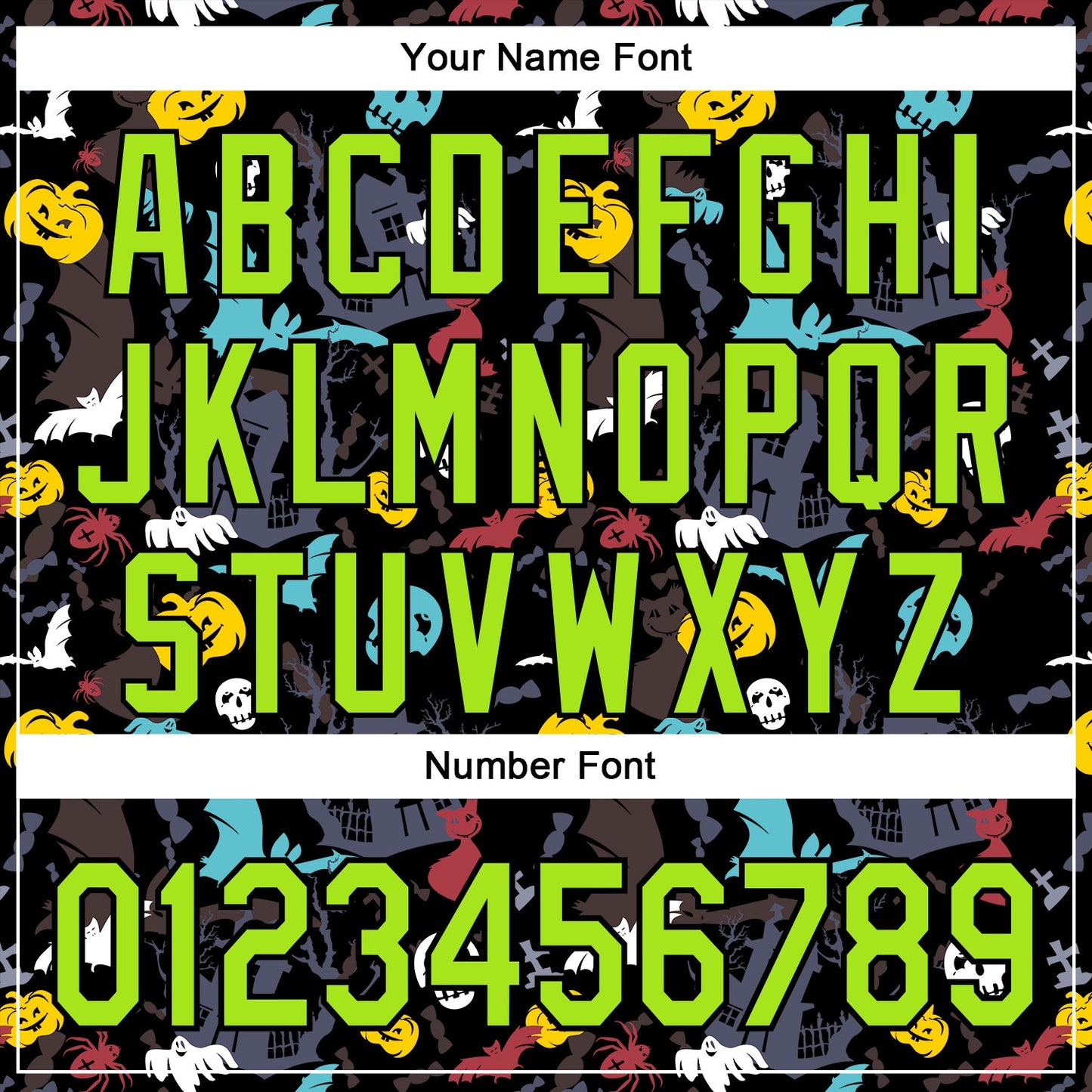 Custom Black Neon Green 3D Halloween Skull Pumpkin Doodle Party Costume Ideas Authentic Baseball Jersey