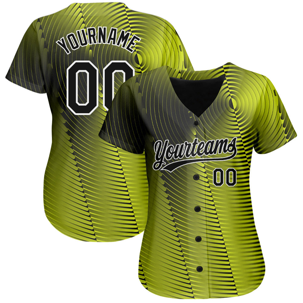 Custom Gold Black-White 3D Pattern Design Authentic Baseball Jersey